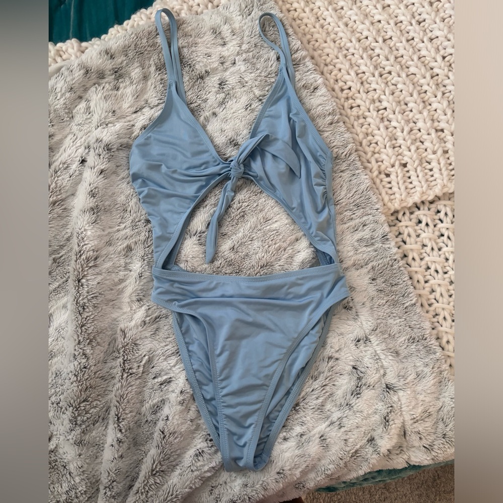 Tie front one piece swimsuit